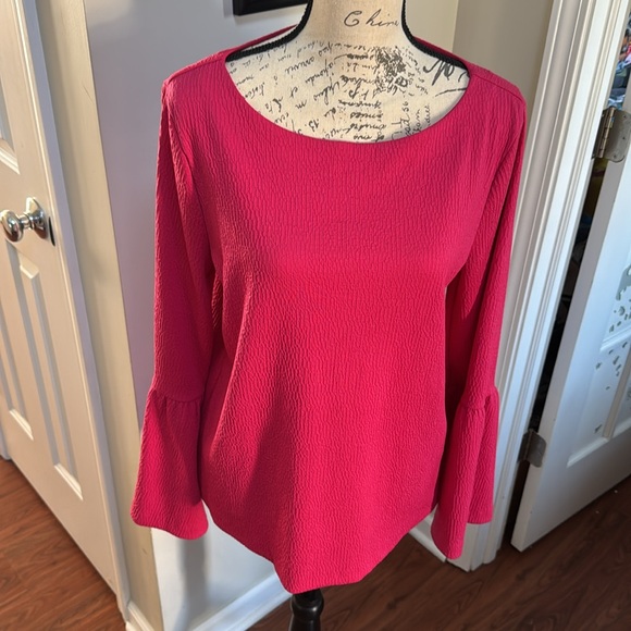Hello Color! Pink Boatneck Top with Fun Bell Sleeves - Picture 2 of 13